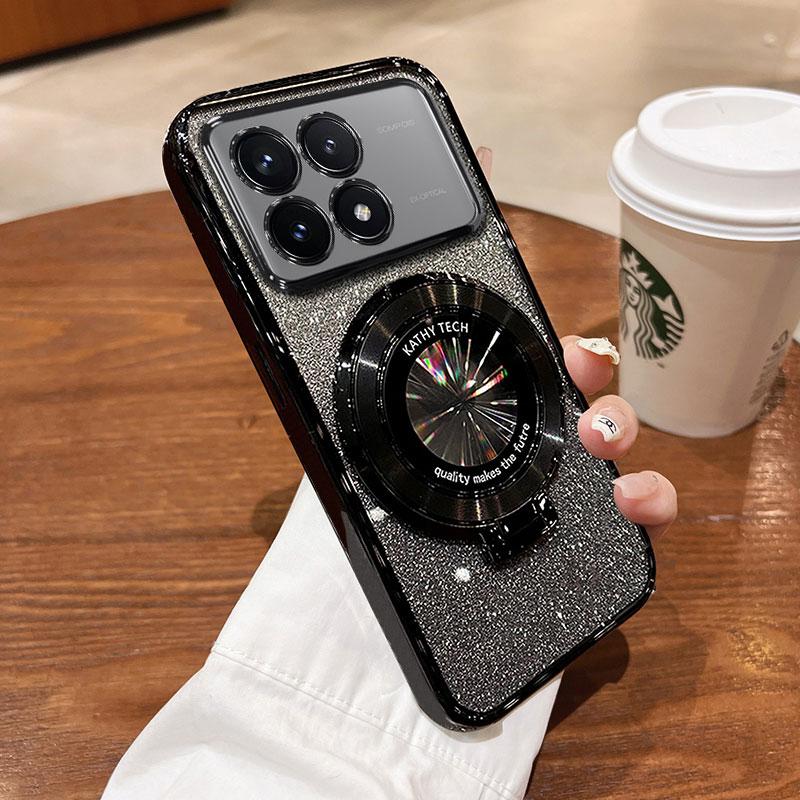 Pro pouzdro POCO X6 pro magnetický držák, nárazuvzdorný kryt pro pouzdro Xiaomi Poco X6 M6 pro pouzdro Bling Holder Luxusní silikonová skořepina pocoX6