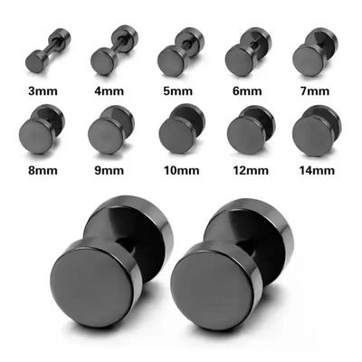 2 Stück/1 SetSchwarz Edelstahl Fake Dehner Ohrstecker Gauge Körperschmuck Piercing Herren Ohrring Mode Personalisierter Ohrschmuck