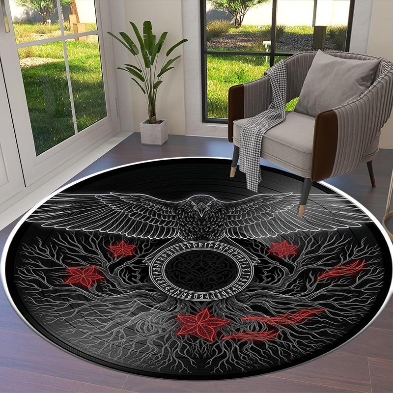 Vortex Crossing Gate Round Area Rug,Carpet Rug for Living Room Bedroom Sofa Playroom Decor,Non-slip Floor Mat