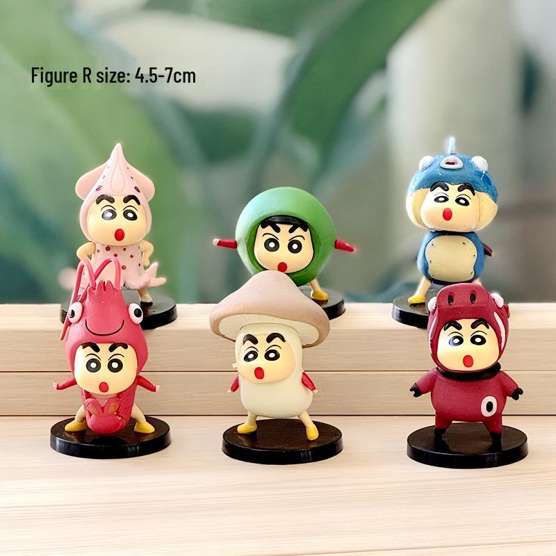 6 Style Ingredient Crayon Seafood Series Anime Cosplay Ornament Gashapon Figures