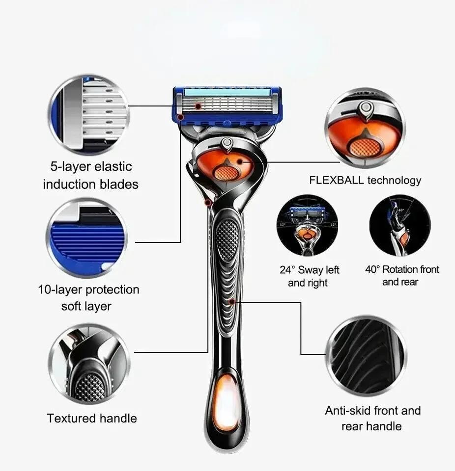 5-layer Razor Blades Replacement Blades for Men's Shavers Shaving Safety Razor Skin Protection Classic Reusable Blade Razor