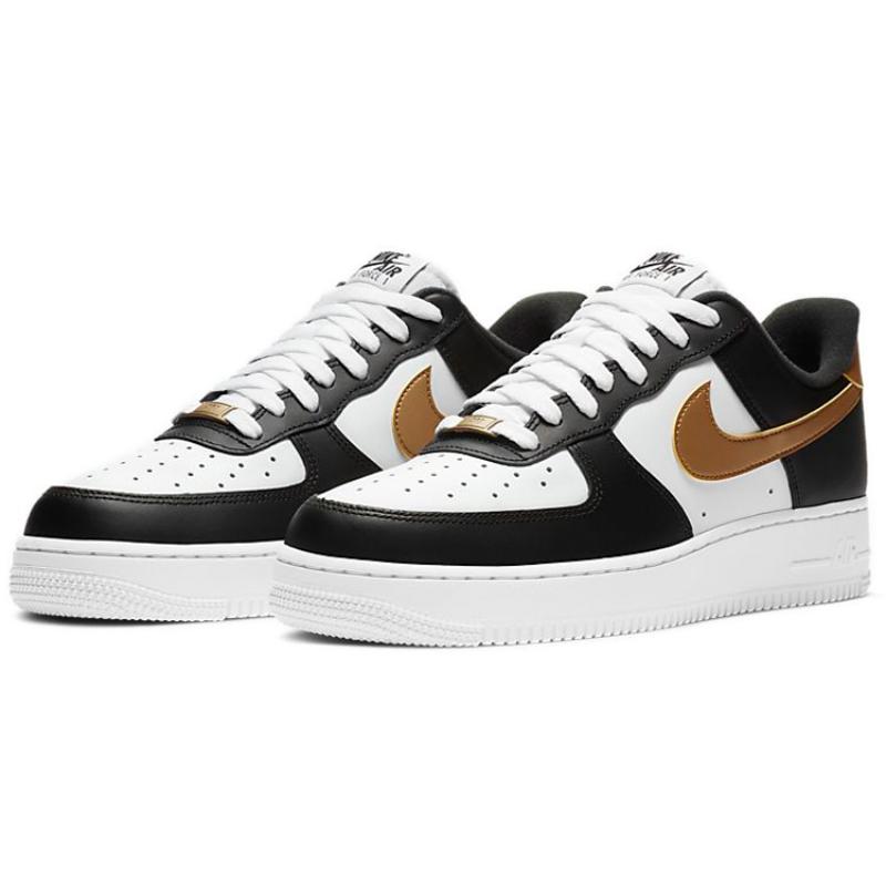 Nike Air Force 1 Low Black White Metallic Gold Sneakers CZ9189-001