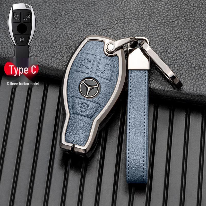 Compatible with Mercedes-Benz GLA, GLC, V-Class, A-Class, and C-Class 2018-2019 Models, This Two/three-button Full-cover Metal Key Case.