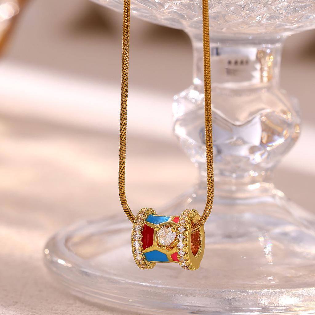 Vintage Enamel Necklace For Women Gold Color Flower Stone Charm Bee Sun Pendant Drip Oil Collier Femme Aesthetic Jewelry Gifts