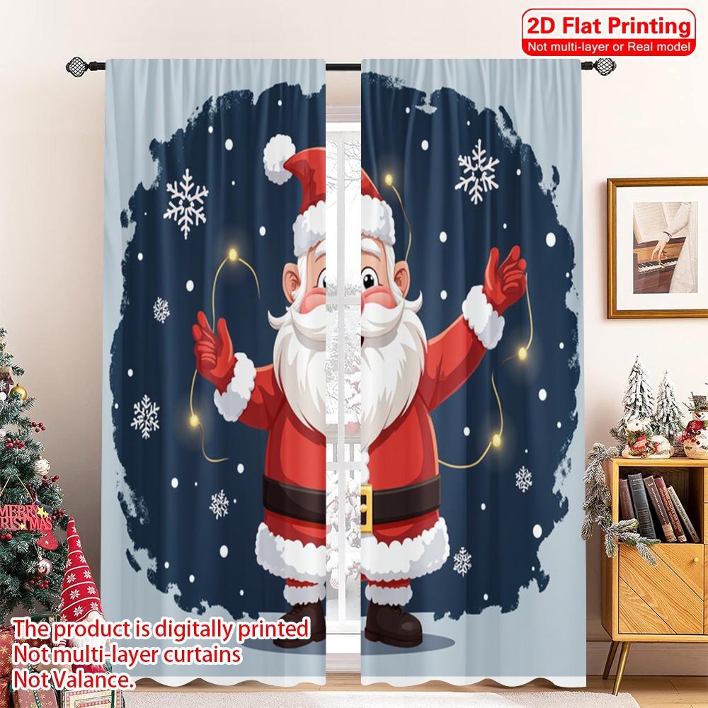 

2pcs 2D flat printing Merry Christmas Popular Party Window Curtains Santa Claus Holiday Lights Polyester Without Electricity 52.50×116.00 CM 2pcs