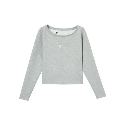 Air Pure Farbe Rundhals Lässig Crop Langarm T-Shirt Damen Tops Grau FN1912-063