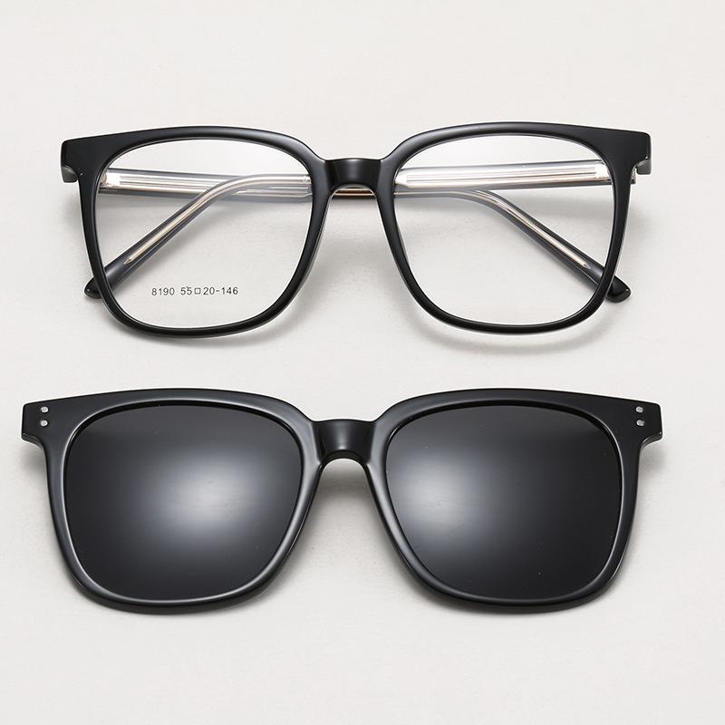 

8190 Магнитные поляризованные солнцезащитные очки с откидными линзами, оправа для рецептурных очков для мужчин и женщин - Модные квадратные солнцезащитные очки для вождения.