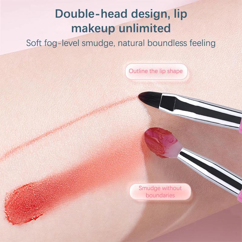 2 Head Multi-Use Silicone Lip Brush Beauty Lipstick Lipgloss Applicator Makeup Organizer Tool Cosmetic Spatula Brush
