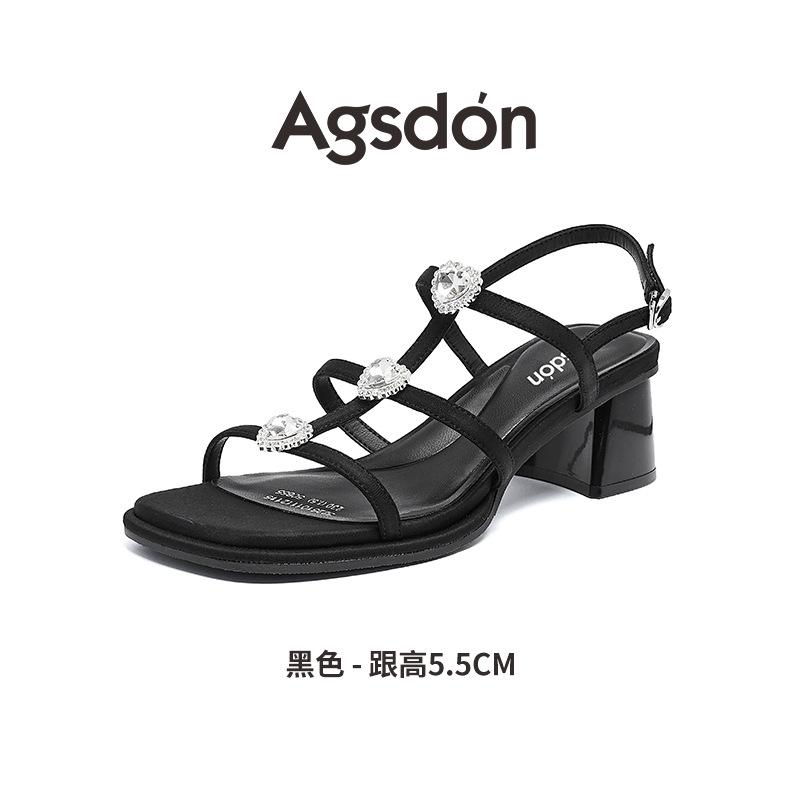 Augustine high-heeled sandals women's 2025 new spring and summer with skirt thick heel outside French fashion Roman sandals