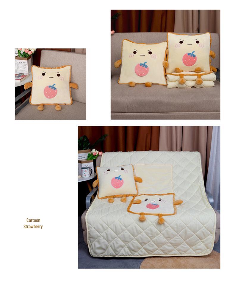 Two-in-One Embroidery Throw Pillow and Quilt: Logo Print Cushion for Bed, Car, Office, or Nap