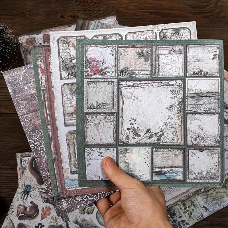 Large Retro Double-Sided Adhesive Journal Base and Decorative Background Paper Stickers