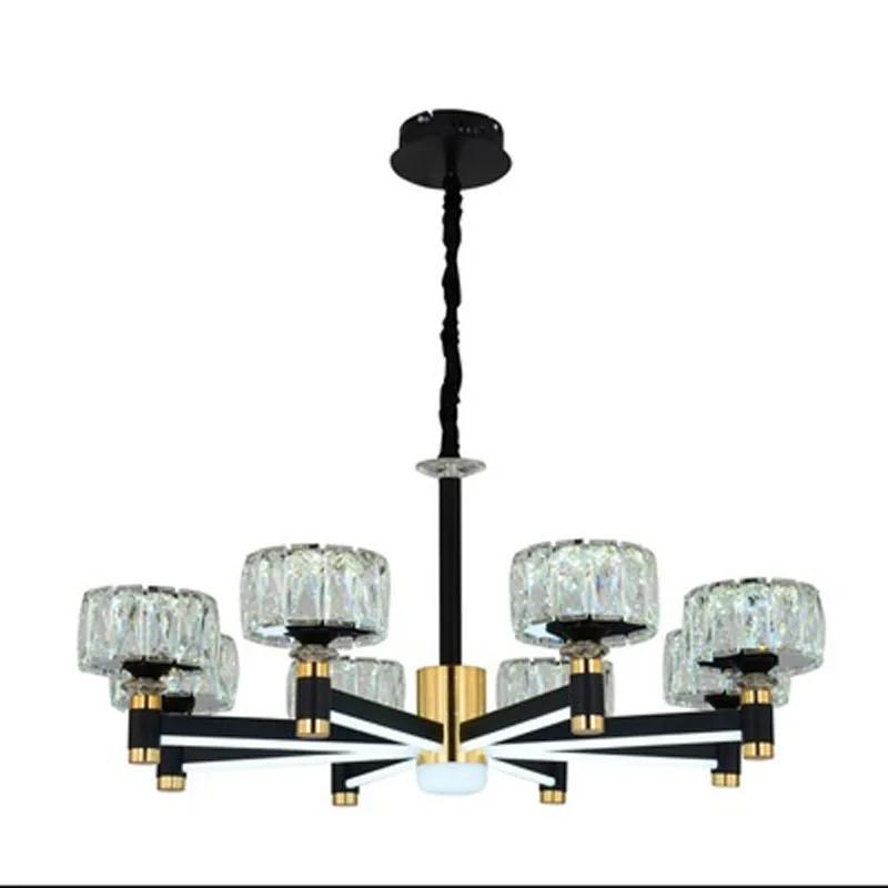 Candelabru de cristal cu LED pentru sufragerie de lux cu lumină nordică, modern, minimalist, de lux, pentru sufragerie, dormitor, plafoniere aurii și negre