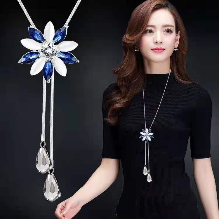 Korean-Style Long Necklace: Elegant Sweater Chain with Tassel Pendant for Women - Perfect for Autumn & Winter