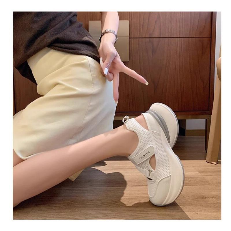 Women Thick Platform Breathable Mesh Hollow Out Velcro Sports Sandals Casual Dad Shoes