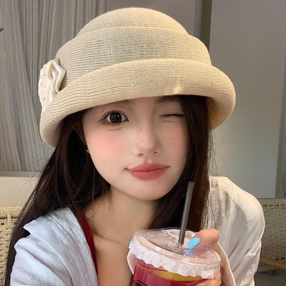 Elegant Floral Bowler Hat French Style Women's Formal hat Fashion Camellia Flower Cap  Lady