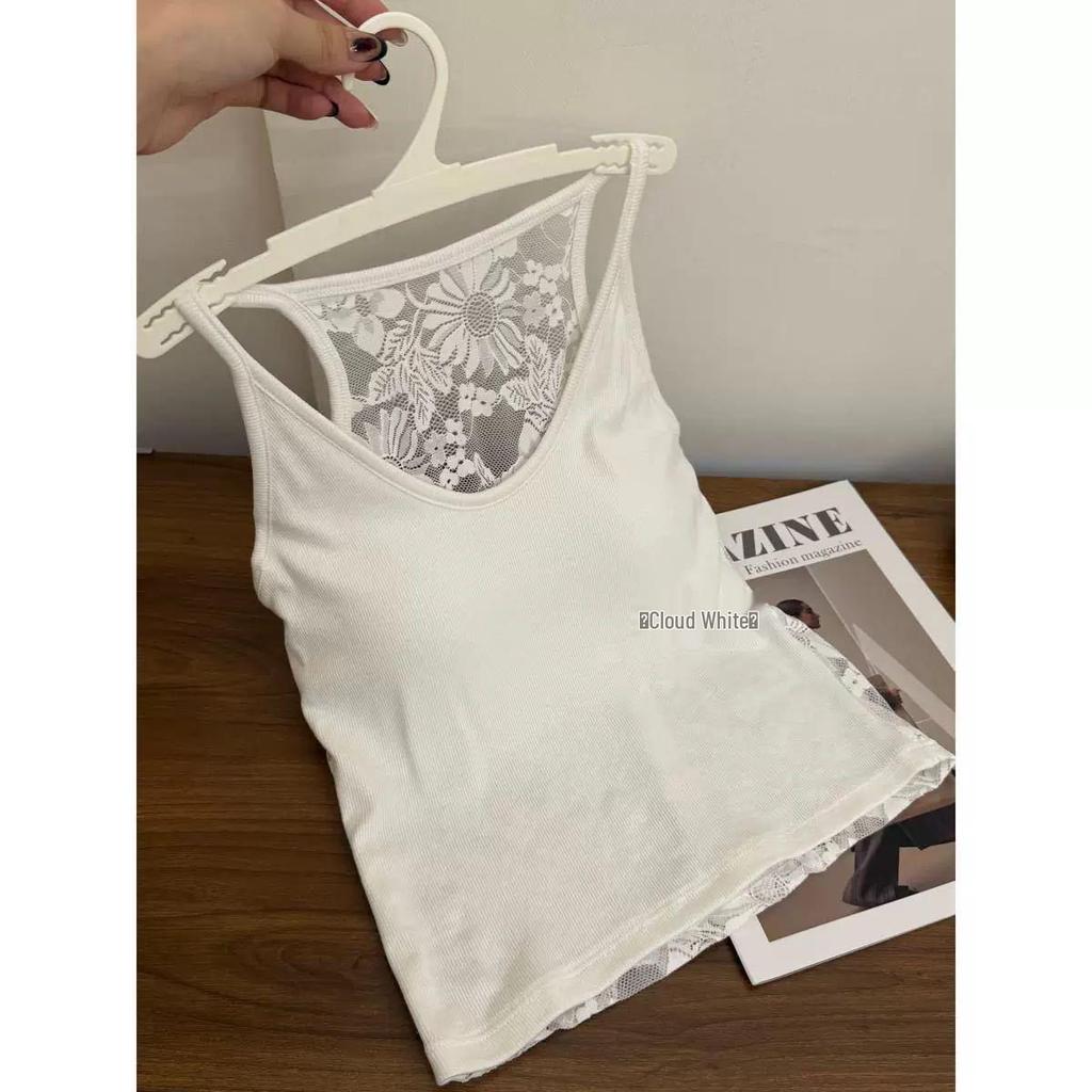 Lace Bandeau Camisole with Chest Pads - Slimming Versatile Layer Top for Women