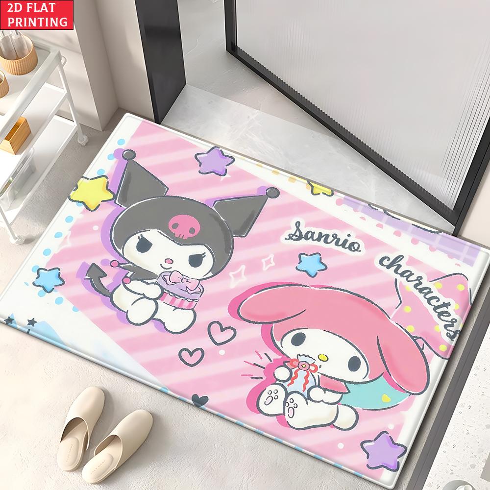 Kawaii Cute Magical Animal Doormat, 2D Print Non-slip Floor Mat,Pink Sweet Entrance Rug for Girls Bedroom Living Room Decor Gift