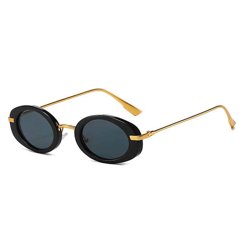 

SO&EI Retro Small Oval Women Luxury Sunglasses Fashion Punk Men Trending Gradient Sun Glasses Shades UV400 As the picture