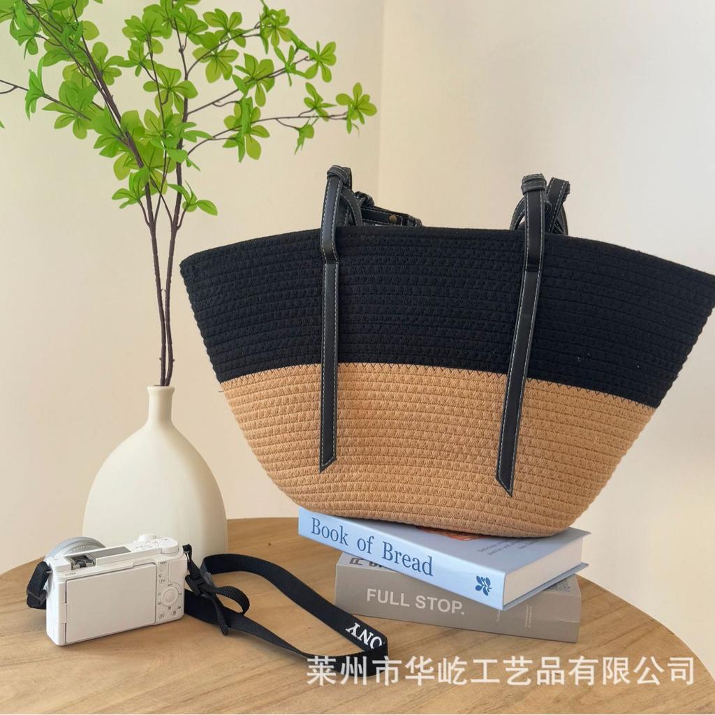 Large capacity woven bag women's woven bag beach new shoulder bag tote bag student fashion versatile woven bag