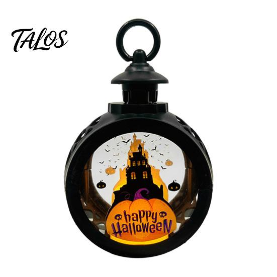 LED Decorative Flame Light Halloween Retro Pumpkin Lantern, Electronic Candle Light, Vintage Festive Lighting Handheld Lamp for Bar Haunted