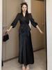 Women's Black Satin Fishtail Skirt - High Waist, Draped, with Slit - Spring/Summer 2026 Fashion