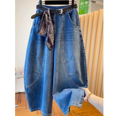 Amerykańskie Retro Jeansy Plus Size Luźne Vintage dla Kobiet – Styl Spicy Girl, Relaksujący Kształt