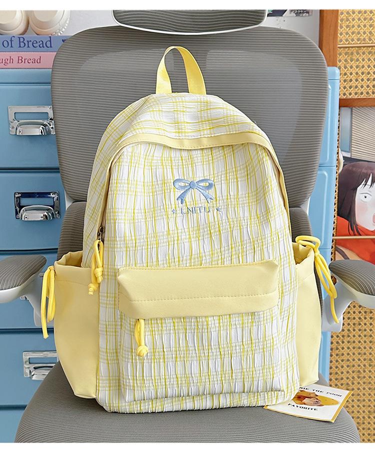 Schoolbag new Japanese plaid female college student schoolbag high value junior high school high school students large capacity cute bow back