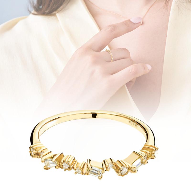 Eleganter 18k vergoldeter geometrischer Zirkonring für Damen, atemberaubender Verlobungsschmuck