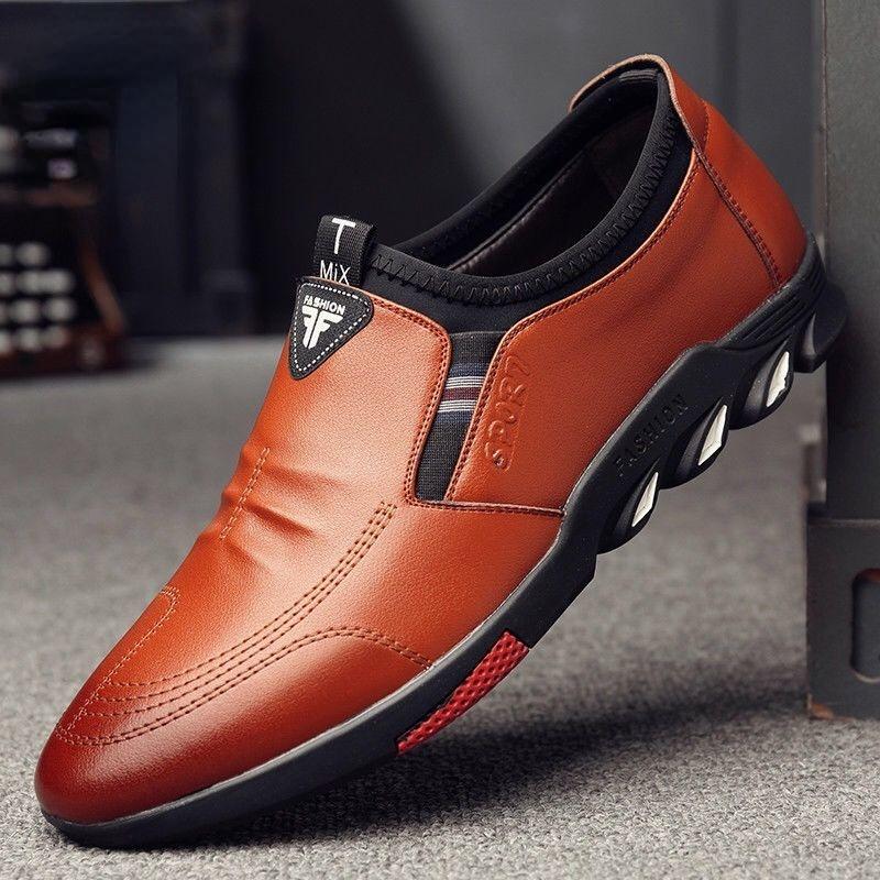 fashion Casual Men Leather Shoes Spring Autumn Walking Breahtable Sneakers Man Luxury Brand Formal Footwear Lace-up Zapatos De Hombre