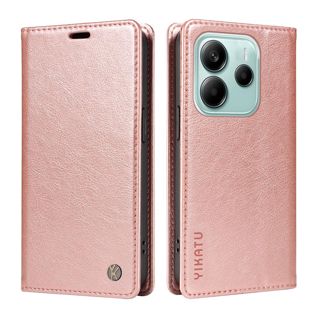 YIKATU YK-006 For Xiaomi Redmi Note 14 5G Case Magnetic Closure Leather Phone Cover Litchi Texture