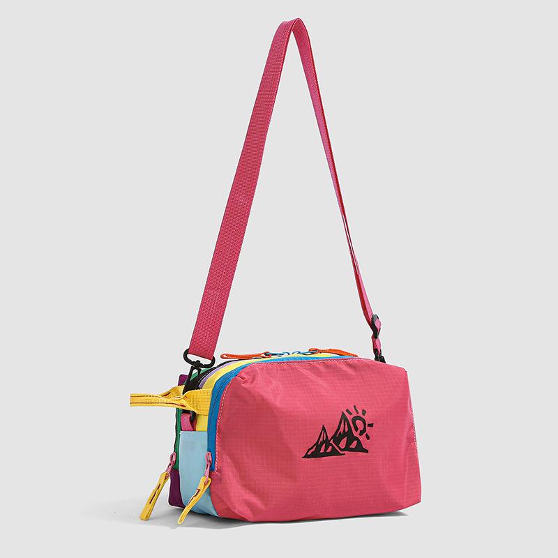 Color Block Crossbody Bag with Mountain Print Design Lightweight Shoulder Bag for Outdoor and Daily Use