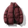 Unisex Solid Color Stand Collar Puffer Jacket Winter Thick Warm Casual Loose Fit Hoodless Down Alternative Coat
