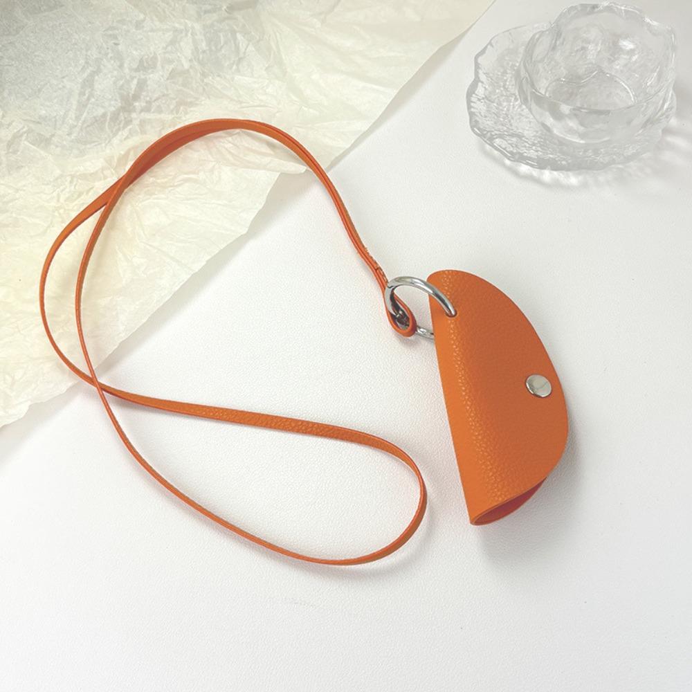 Anti-loss Long Leather Necklace Sweater Chain Pu Leather Key Bag Crescent Moon Key Case Girl