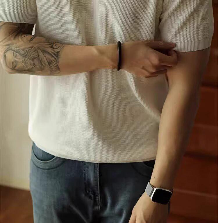 Men's Summer Ice Silk Knitted Slim Fit Polo Shirt - Short Sleeve, Pure Color, Casual Lapel T-shirt