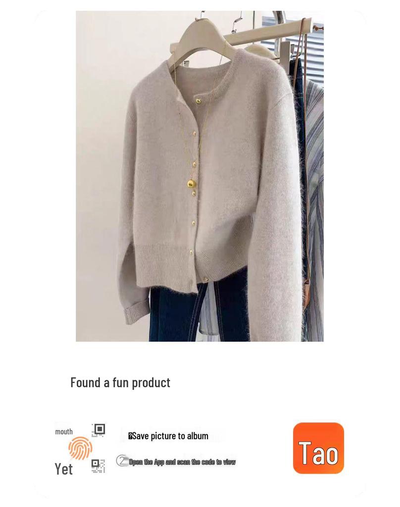 2025 Women's Pure Wool Round Neck Cardigan - Autumn/Winter Slimming Knit Cashmere Sweater Coat