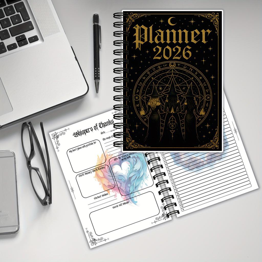 Witch-themed Project Notebook Daily Organizer With Ritual Tips Lunar Astrology Spiral Notebook