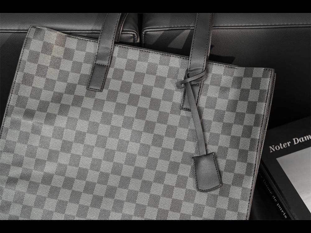 Men's Autumn Plaid Tote: Casual Shoulder Crossbody & Document Bag