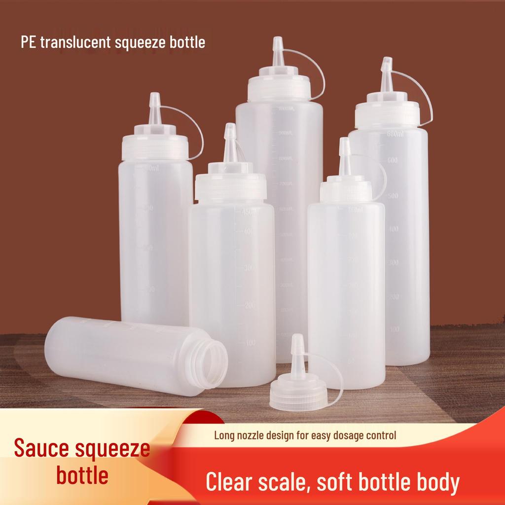 Thickened Plastic Squeeze Bottle for Sauce, Ketchup, Salad, Seasoning, and Oil.