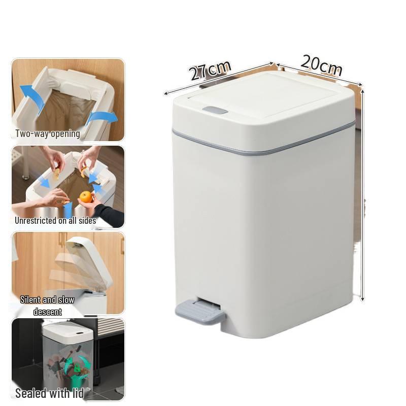 Silent Double-Open Trash Can with Foot Pedal for Kitchen and Bathroom