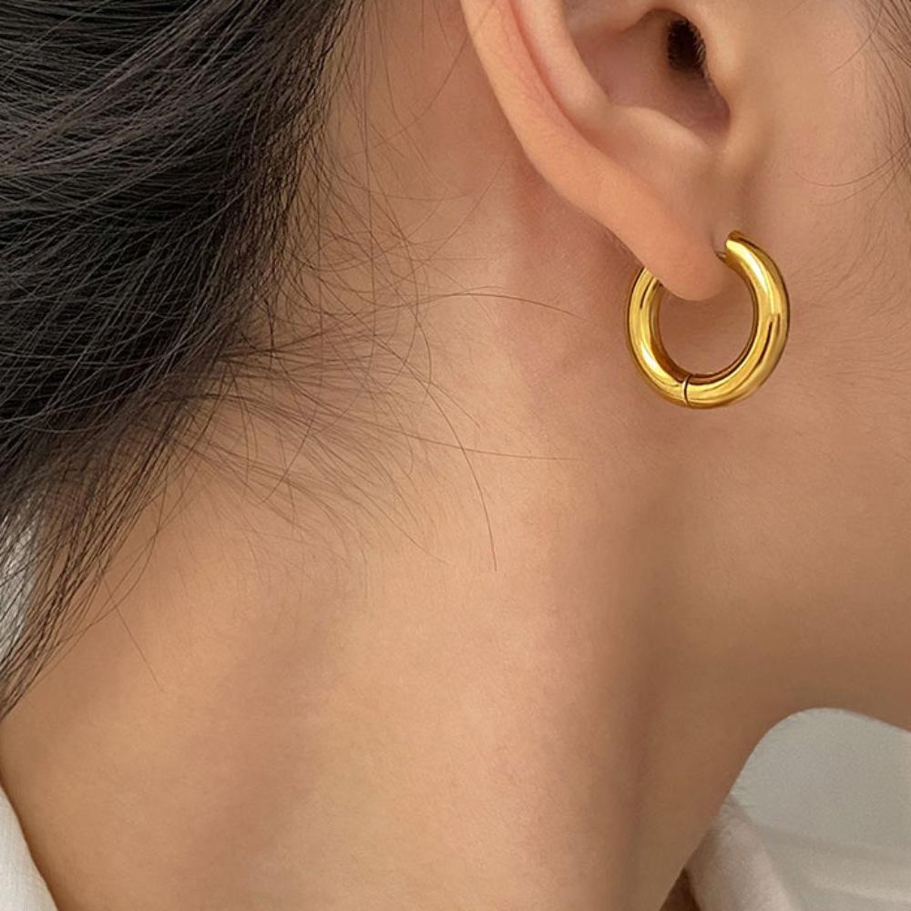 2Pcs/1Pairs 5.0mm Stainless Steel Hoop Earrings For Men Women Round Loop Earring Big Size Anti-allergy Jewelry Gifts