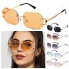 Vintage Rimless Sunglasses Hip Hop Style Polygon Design Unisex Sunglasses UV400 Protection PC Frame Trendy Sunglasses Unisex