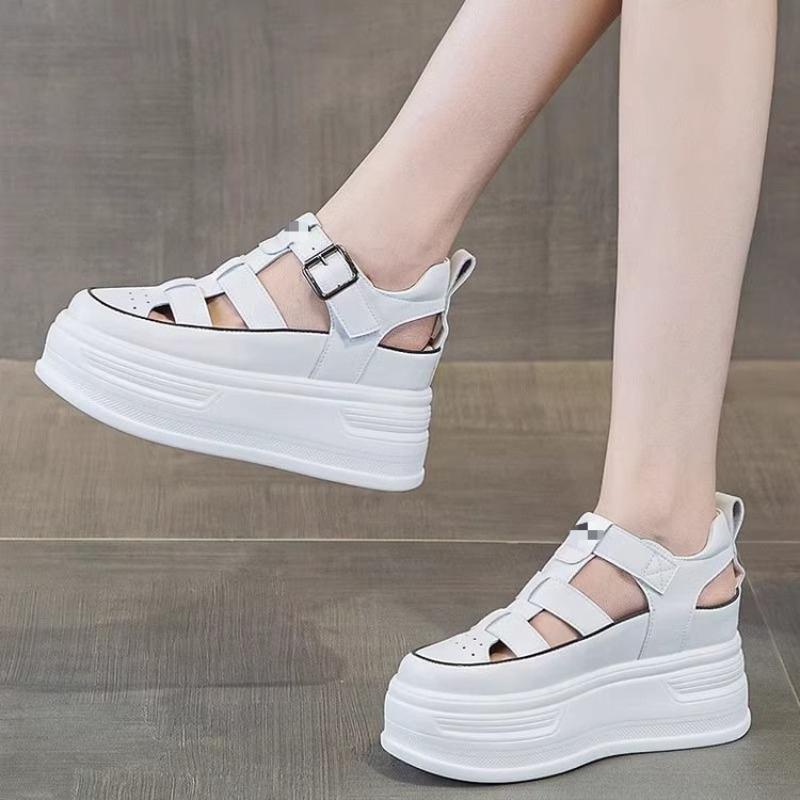 Thick-soled Hollow White Shoes Breathable Summer New Inner Height-increasing Women's Shoes Versatile Casual Shoes Sports Bag Head Sandals