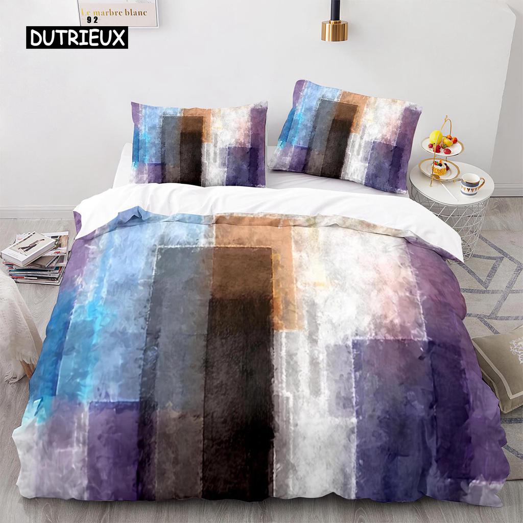Streifen Bettbezug Set Polyester Grün Blau Schwarz Gestreift Kariert Patchwork Druck Steppdecke König Größe Weich Einzelbettwäsche Set für Teenager