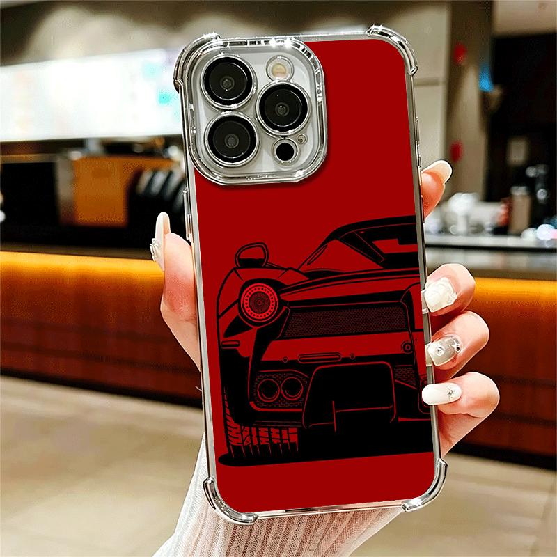 Super Sports Car Simple Desgin Soft Phone Case For iPhone 15 16 17 Air 14 Pro Max 16E Plus 13 12 Mini Plating Anti-Fall Fundas