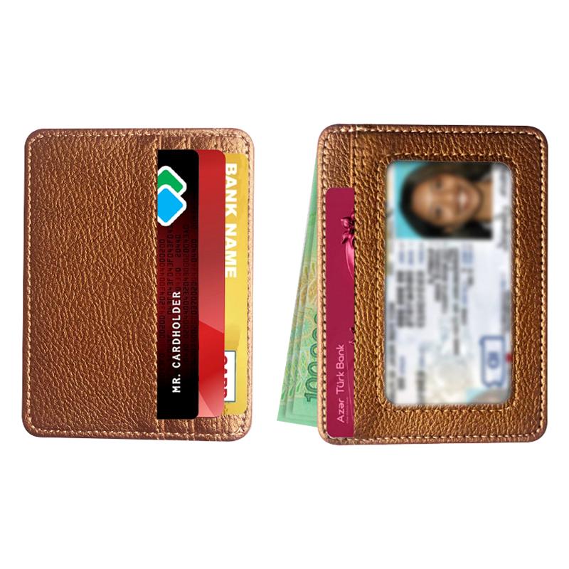 1Pc Multi Slot Coin Wallet Box ID Card Holders Solid Color PU Leather Bank Credit Card Slim Card Case