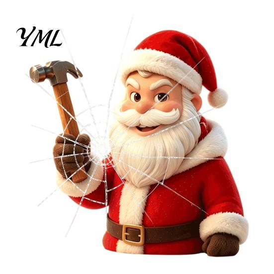 Santa Claus Window Decorations Christmas Static Glass Sticker, Removable Reusable PVC Winter Ornaments Clings for Living Room Bedroom Holiday