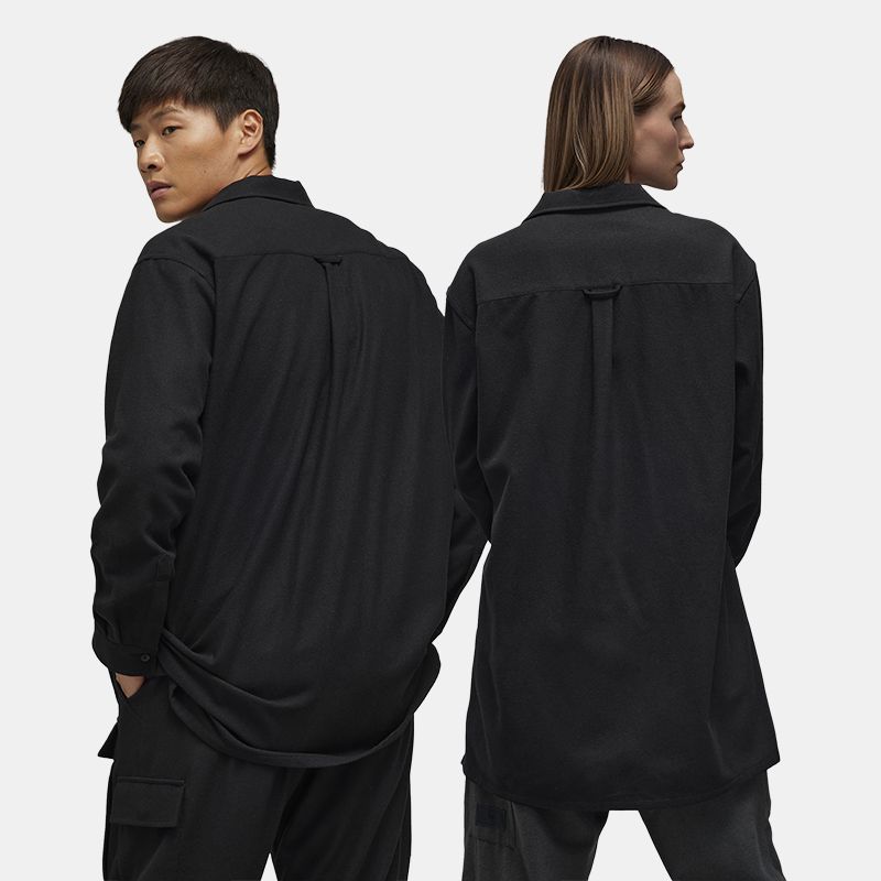 Y-3 Flannel Shirt Autumn Jacket Solid Color Casual Coat Unisex Jackets Black IP5562