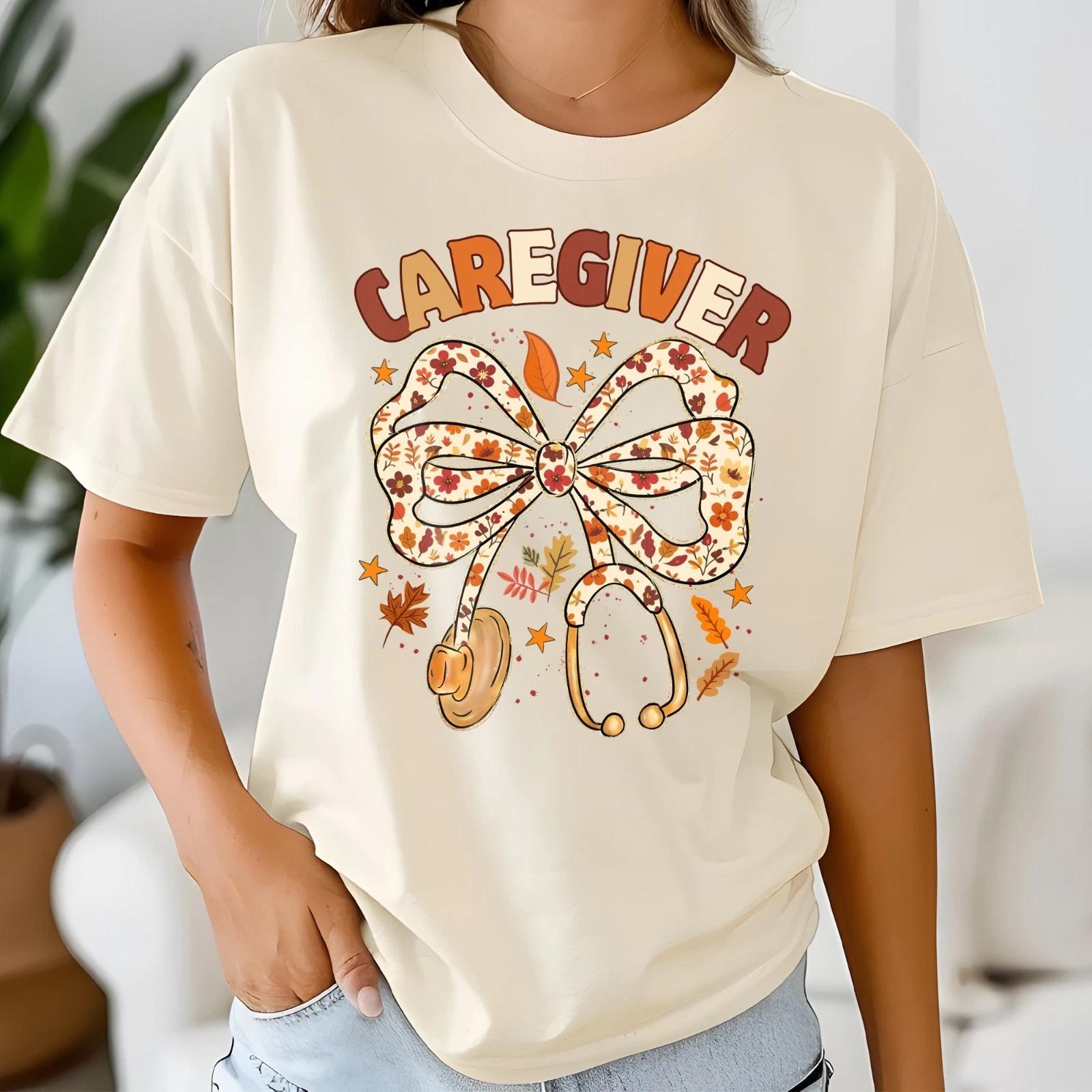 Fall Caregiver Stethoscope heavyweight t-shirt Gift for Healthcare Worker XL