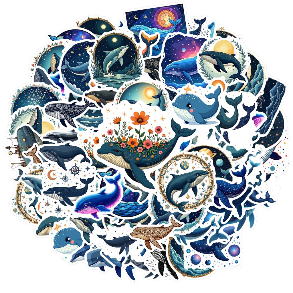 Waterproof Whale Stickers: Ocean Themed Vinyl Decals for Notebooks, Luggage, Instruments & More. Marine & Decorative Fun!