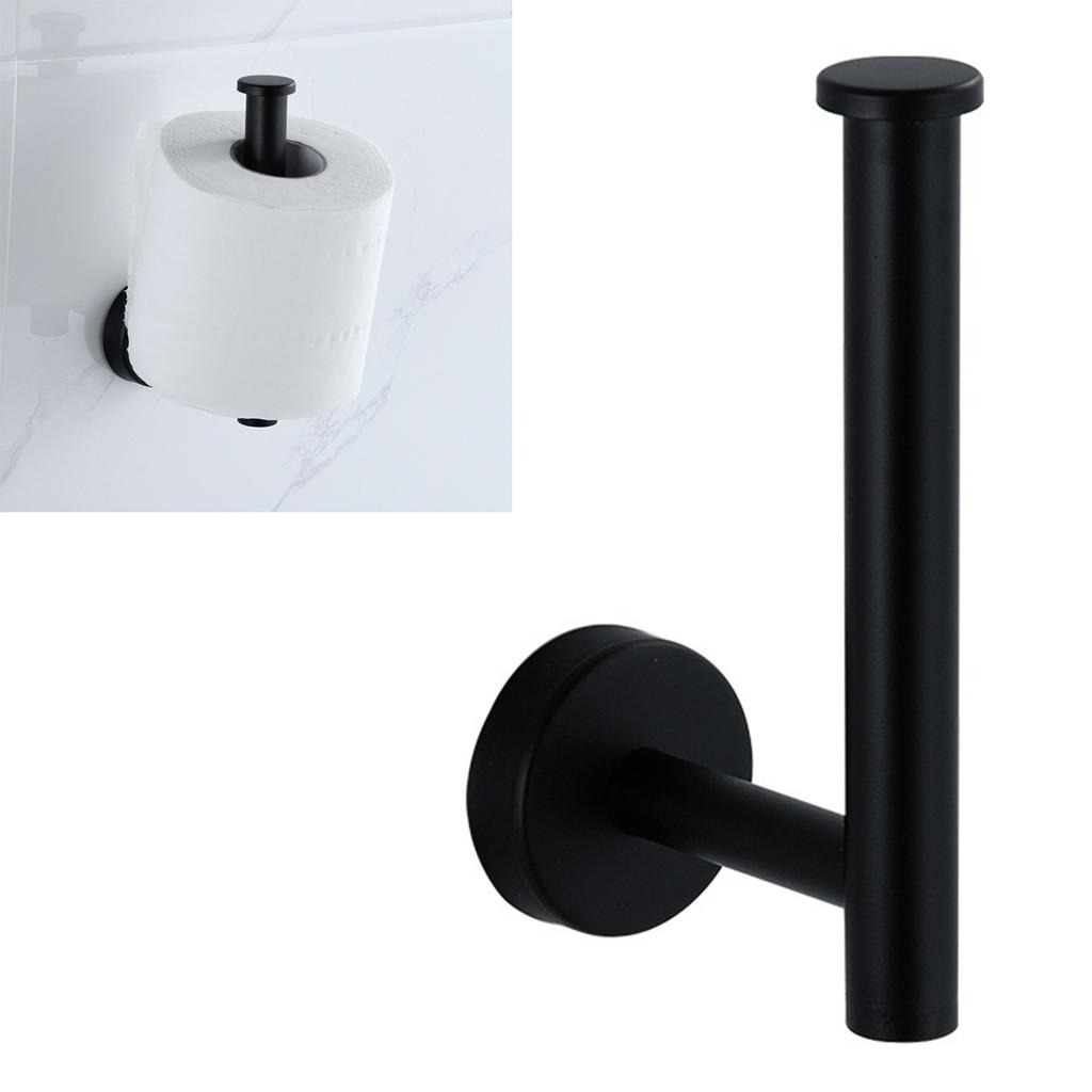Paper Towel Holder Stainless Steel Black Matte Cylindrical Paper Towel Hanging Shelf for Home